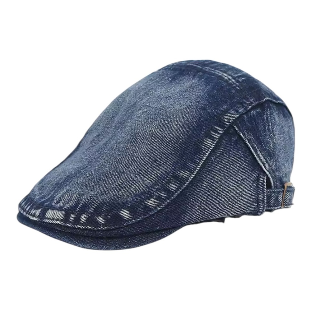 Dark Blue Adjustable Denim Newsboy Hat